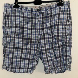 Tommy Bahama Shorts Mens 38 Blue Plaid Linen Blend Vacation Casual Summer Cruise